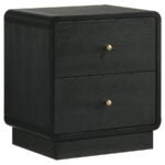 CAVELLE 2-DRAWER NIGHTSTAND BEDSIDE TABLE BLACK