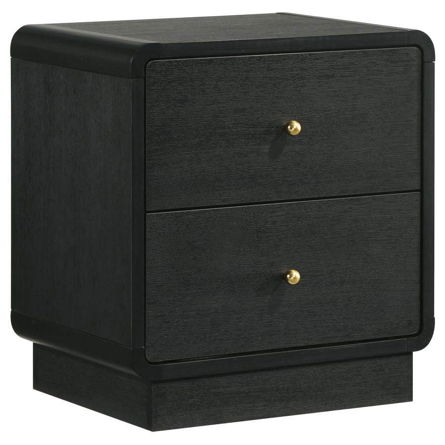 223662_02x900.jpg CAVELLE 2-DRAWER NIGHTSTAND BEDSIDE TABLE BLACK - Image 1
