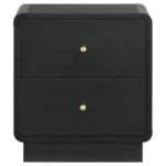 CAVELLE 2-DRAWER NIGHTSTAND BEDSIDE TABLE BLACK - Image 3
