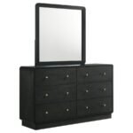 CAVELLE 6-DRAWER DRESSER AND MIRROR BLACK