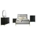 ARINI 5-PIECE QUEEN BEDROOM SET BLACK AND GREY - Image 2