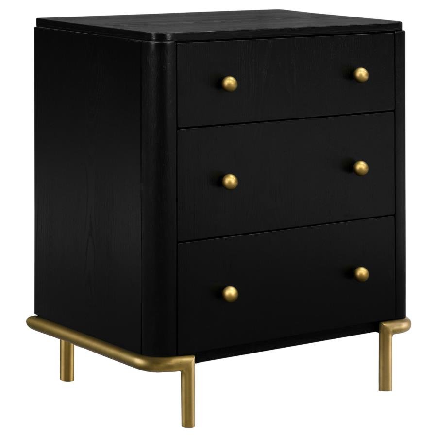 224332_02x900.jpg ARINI 3-DRAWER NIGHTSTAND BLACK - Image 1