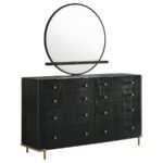 ARINI 8-DRAWER DRESSER WITH MIRROR BLACK