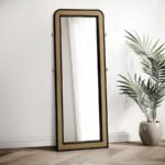 ARINI CANE WEAVE FULL LENGTH STANDING FLOOR MIRROR BLACK