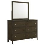 WILKES 6-DRAWER DRESSER AND MIRROR DARK COCOA