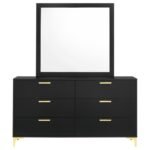 KENDALL 6-DRAWER DRESSER WITH MIRROR BLACK - Image 3