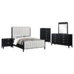 BROOKMEAD 5-PIECE UPHOLSTERED QUEEN BEDROOM SET BLACK - Image 2