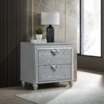 VERONICA 2-DRAWER NIGHTSTAND LIGHT SILVER - Image 2