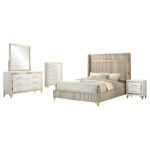 LUCIA 5-PIECE QUEEN BEDROOM SET BEIGE AND WHITE - Image 2