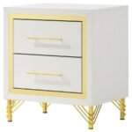 LUCIA 2-DRAWER NIGHTSTAND BEDSIDE TABLE WHITE - Image 4