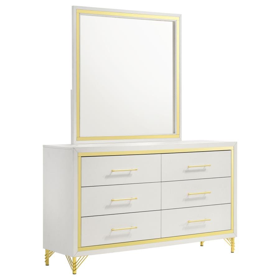 224733M_02x900.jpg LUCIA 6-DRAWER DRESSER WITH MIRROR WHITE - Image 1