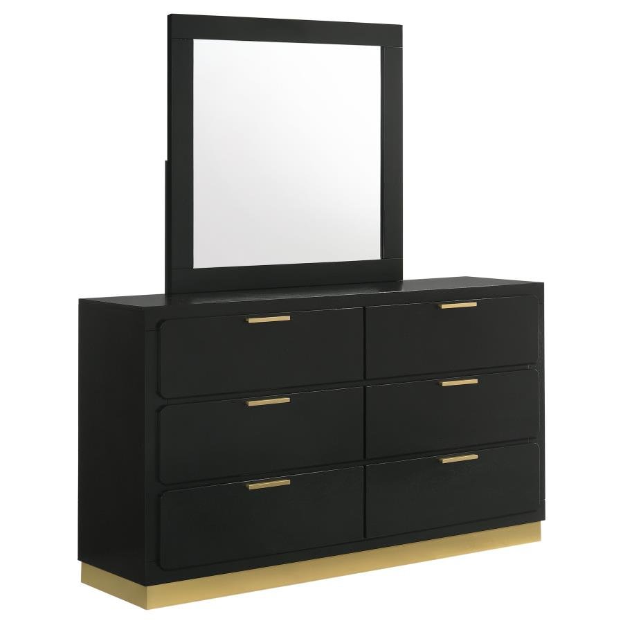 224783M_02x900.jpg CARAWAY 6-DRAWER DRESSER WITH MIRROR BLACK - Image 1