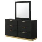 CARAWAY 6-DRAWER DRESSER WITH MIRROR BLACK - Image 4