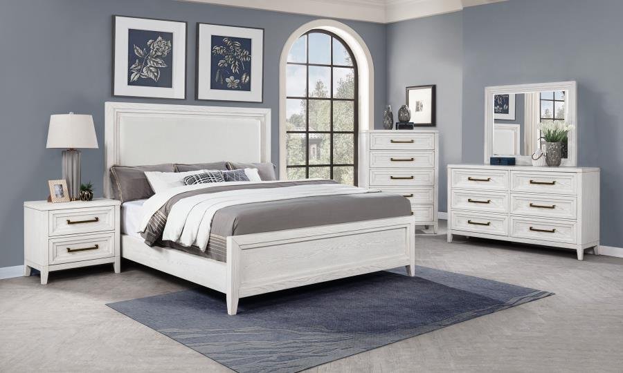 224841Q-S5_01x900.jpg MARIELLE 5-PIECE QUEEN BEDROOM SET DISTRESSED WHITE - Image 1