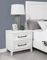MARIELLE 2-DRAWER NIGHTSTAND BEDSIDE TABLE DISTRESSED WHITE - Image 2
