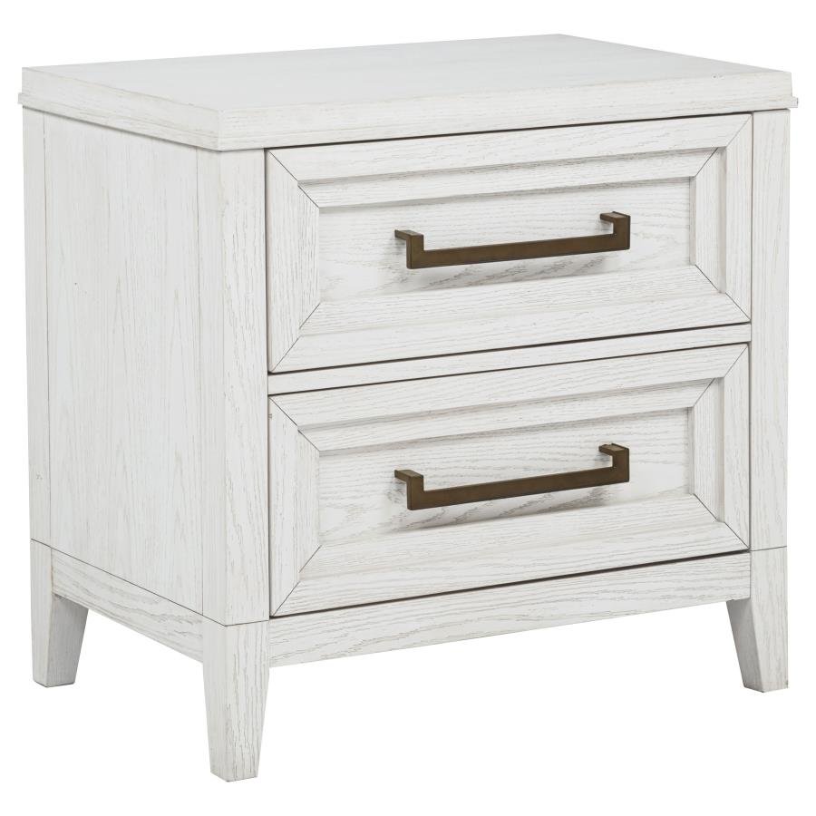 224842_02x900.jpg MARIELLE 2-DRAWER NIGHTSTAND BEDSIDE TABLE DISTRESSED WHITE - Image 1
