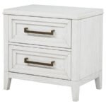 MARIELLE 2-DRAWER NIGHTSTAND BEDSIDE TABLE DISTRESSED WHITE - Image 4