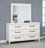 MARIELLE 6-DRAWER DRESSER WITH MIRROR DISTRESSED WHITE - Image 2