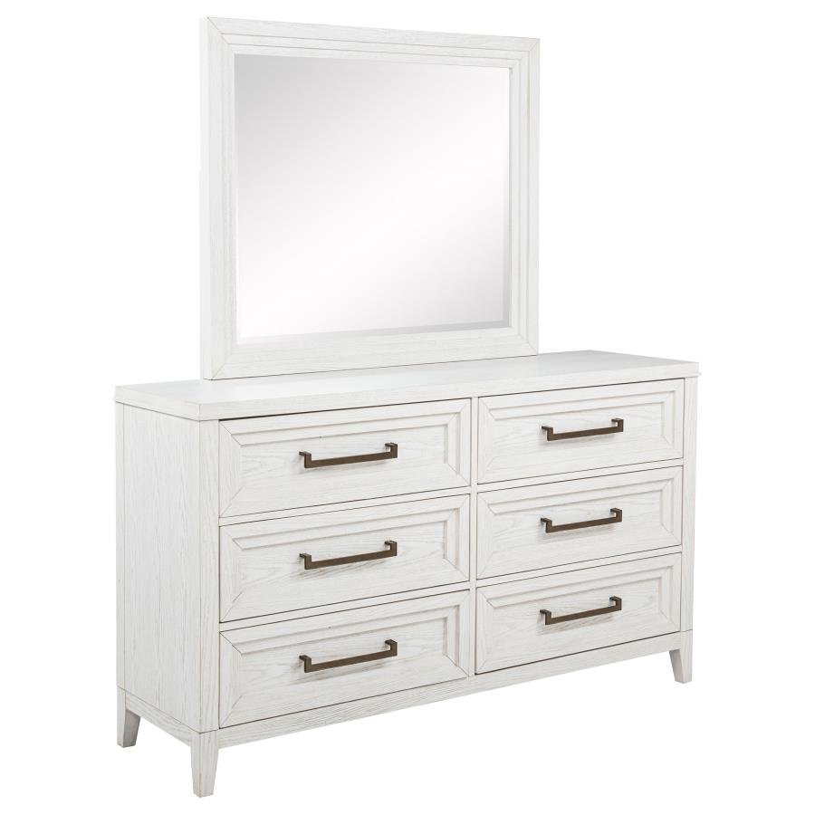 224843M_02x900.jpg MARIELLE 6-DRAWER DRESSER WITH MIRROR DISTRESSED WHITE - Image 1