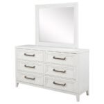 MARIELLE 6-DRAWER DRESSER WITH MIRROR DISTRESSED WHITE - Image 4