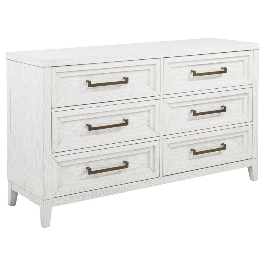 224843_02x900.jpg MARIELLE 6-DRAWER BEDROOM DRESSER DISTRESSED WHITE - Image 1
