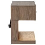 KENORA 1-DRAWER NIGHTSTAND BEDSIDE TABLE BARLEY BROWN - Image 9
