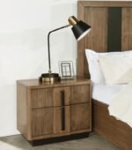 TERRACE 2-DRAWER NIGHTSTAND BEDSIDE TABLE ASH BROWN - Image 2