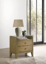 GRANADA 2-DRAWER GLASS TOP NIGHTSTAND NATURAL PINE - Image 2
