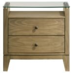 GRANADA 2-DRAWER GLASS TOP NIGHTSTAND NATURAL PINE - Image 3