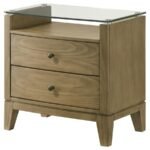 GRANADA 2-DRAWER GLASS TOP NIGHTSTAND NATURAL PINE - Image 4