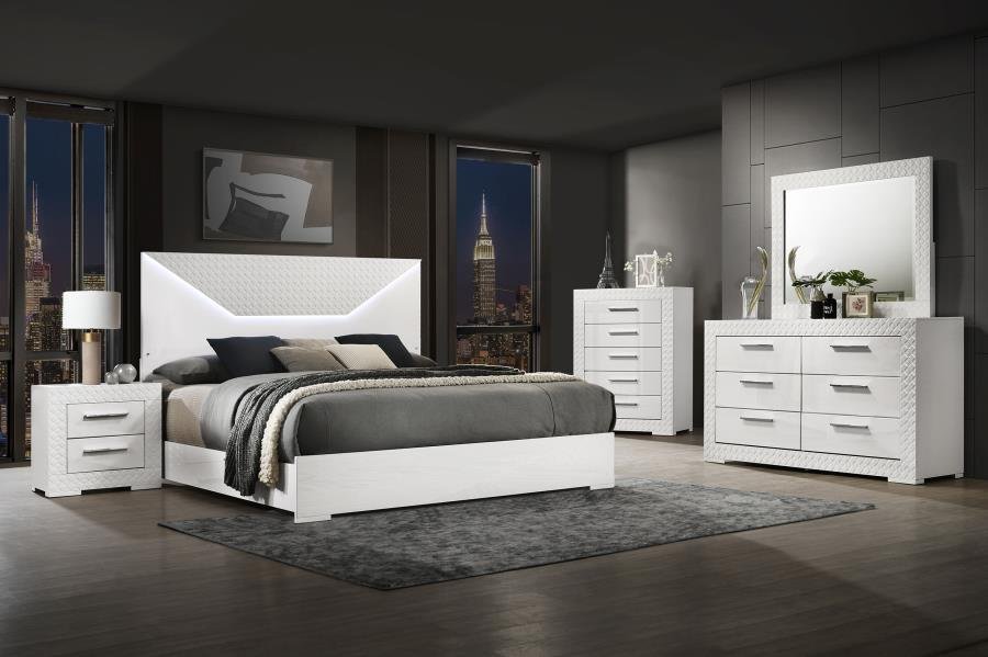 224941Q-S5_01x900.jpg IVES 5-PIECE QUEEN BEDROOM SET WHITE HIGH GLOSS - Image 1