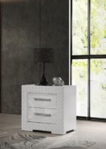 IVES 2-DRAWER NIGHTSTAND BEDSIDE TABLE WHITE HIGH GLOSS - Image 2
