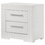 IVES 2-DRAWER NIGHTSTAND BEDSIDE TABLE WHITE HIGH GLOSS - Image 4