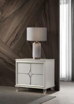 OLIVIA 2-DRAWER NIGHTSTAND BEDSIDE TABLE PEARL WHITE - Image 2