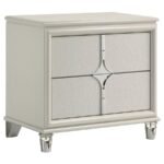 OLIVIA 2-DRAWER NIGHTSTAND BEDSIDE TABLE PEARL WHITE
