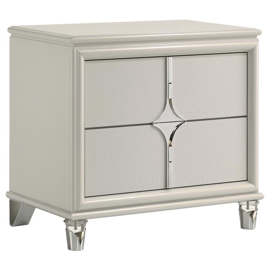 224952_02x900.jpg OLIVIA 2-DRAWER NIGHTSTAND BEDSIDE TABLE PEARL WHITE - Image 1