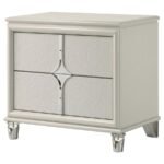 OLIVIA 2-DRAWER NIGHTSTAND BEDSIDE TABLE PEARL WHITE - Image 4