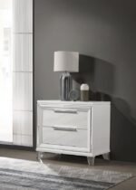 MARMORE 2-DRAWER NIGHTSTAND BEDSIDE TABLE WHITE - Image 2