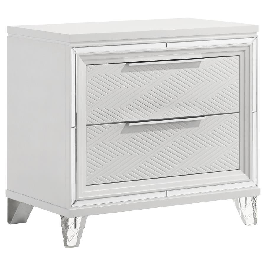 224962_02x900.jpg MARMORE 2-DRAWER NIGHTSTAND BEDSIDE TABLE WHITE - Image 1