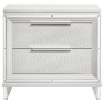 MARMORE 2-DRAWER NIGHTSTAND BEDSIDE TABLE WHITE - Image 3