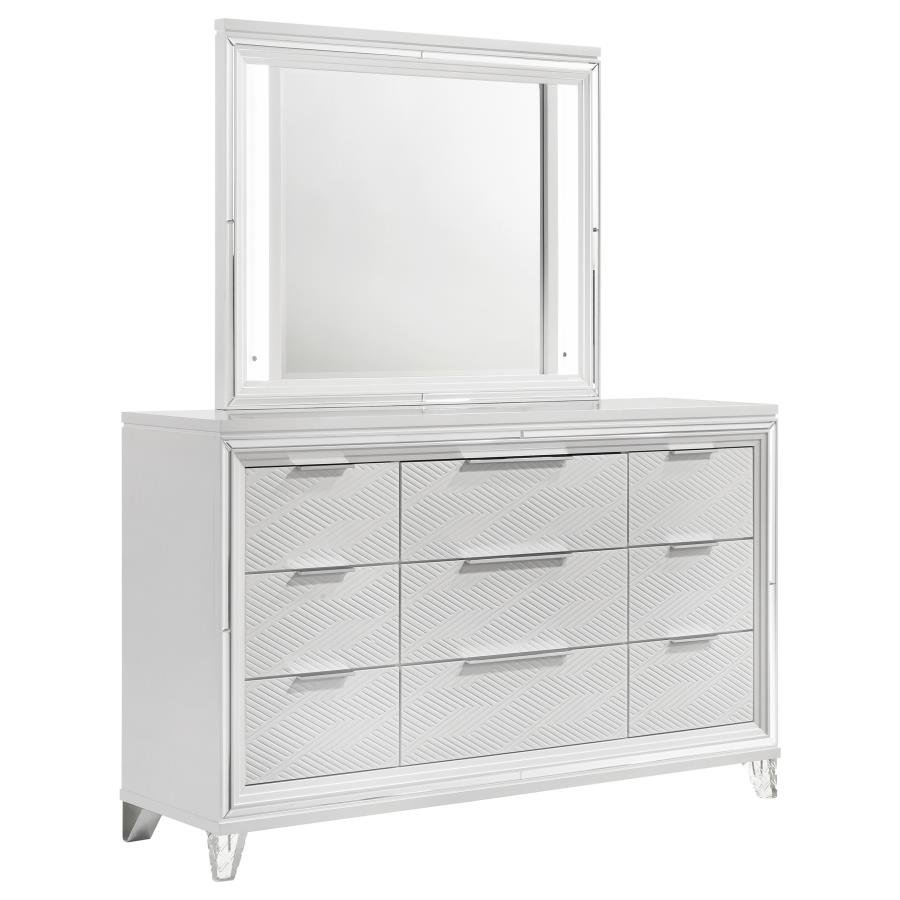 224963M_02x900.jpg MARMORE 9-DRAWER DRESSER AND LED MIRROR WHITE - Image 1
