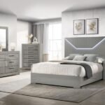 IVES 5-PIECE QUEEN BEDROOM SET GREY HIGH GLOSS
