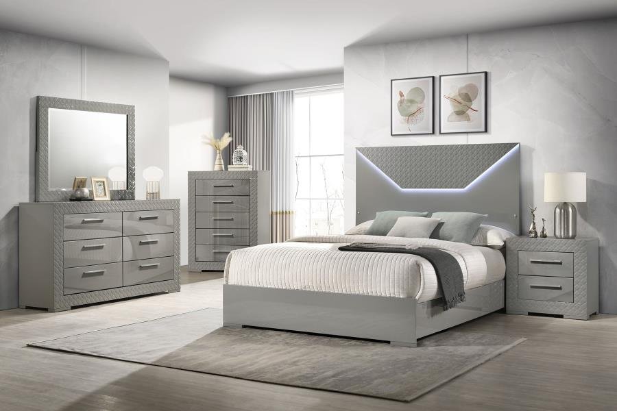 224971Q-S5_01x900.jpg IVES 5-PIECE QUEEN BEDROOM SET GREY HIGH GLOSS - Image 1