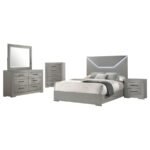 IVES 5-PIECE QUEEN BEDROOM SET GREY HIGH GLOSS - Image 2