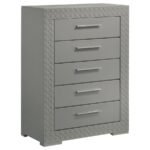 IVES 5-PIECE QUEEN BEDROOM SET GREY HIGH GLOSS - Image 11