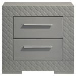 IVES 2-DRAWER NIGHTSTAND BEDSIDE TABLE GREY HIGH GLOSS - Image 3