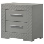 IVES 2-DRAWER NIGHTSTAND BEDSIDE TABLE GREY HIGH GLOSS - Image 4