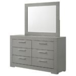 IVES 6-DRAWER DRESSER AND MIRROR GREY HIGH GLOSS - Image 4