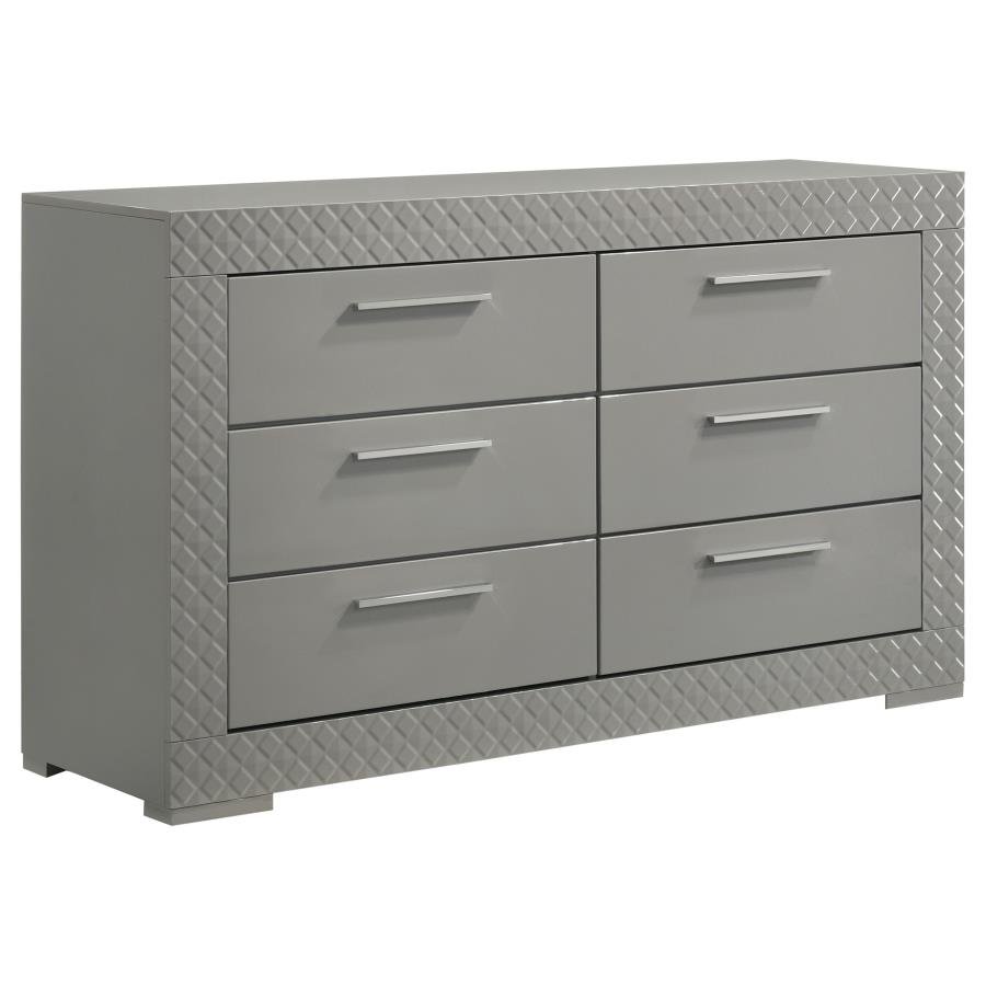 224973_02x900.jpg IVES 6-DRAWER DRESSER CABINET GREY HIGH GLOSS - Image 1