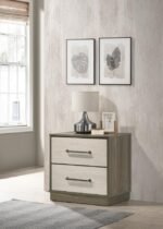 FENWICK 2-DRAWER NIGHTSTAND BEDSIDE TABLE GREY OAK - Image 2
